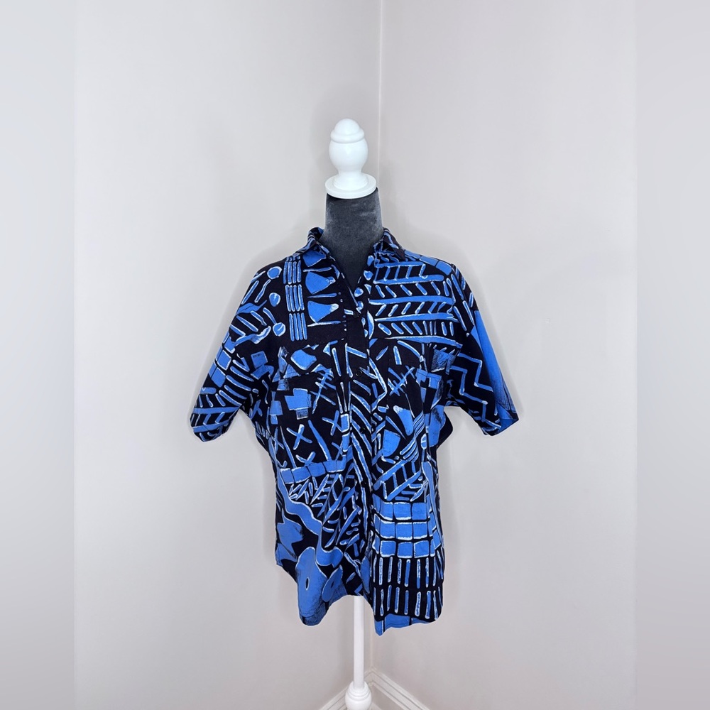 Vintage REBE Women’s Short Sleeve Button Front Retro Shirt Size M